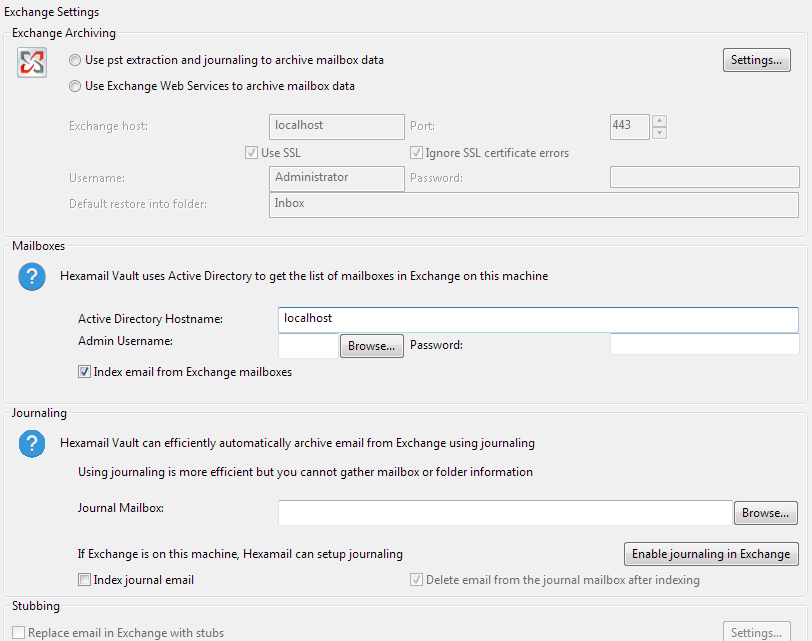 Exchange Settings