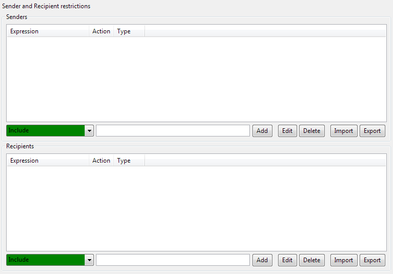 Sender and Recipient restrictions