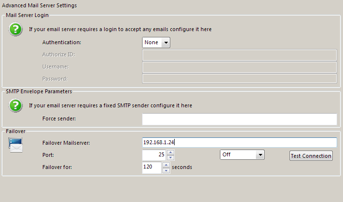 Advanced Mail Server Settings